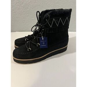Jack Rogers Women's 9.5M Vera Suede Lace Up Fur Lined Waterproof Moc Boots‎
